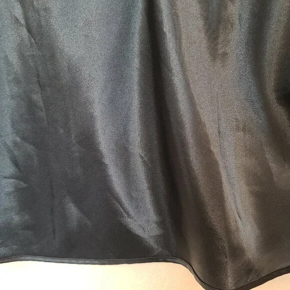 Escapades Top Women Large Black Satin Blouse Tank Embroidered Sleeveless Flowy - Picture 6 of 12